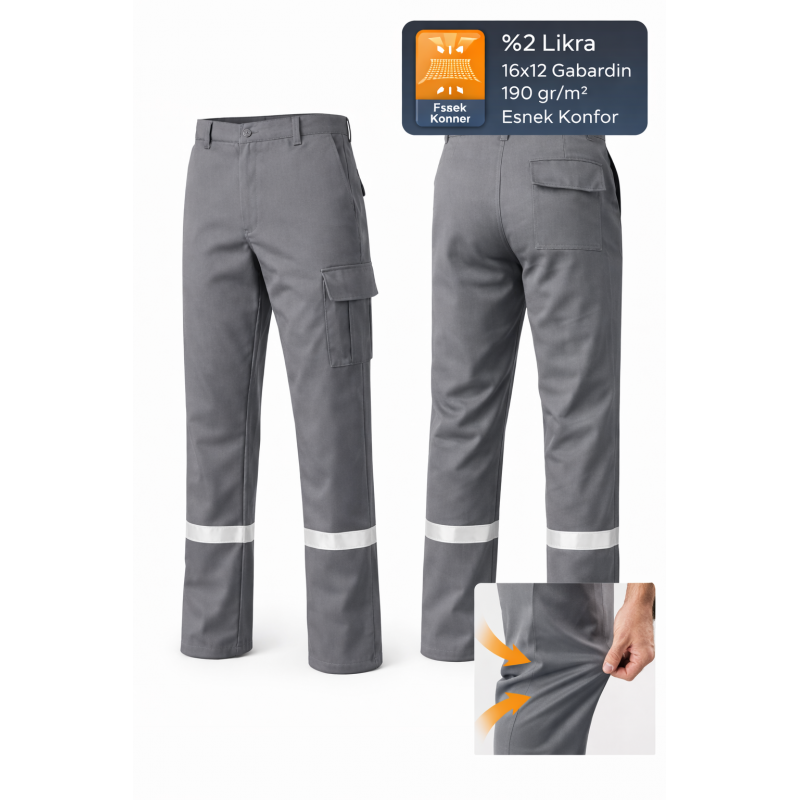 Yazlık Likralı Gabardin İş Pantolonu