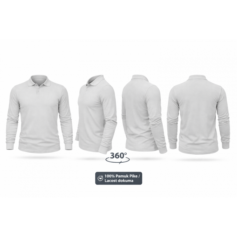 Polo Yaka Lacost Uzun Kol Bej Sweatshirt